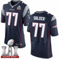 Mens Nike New England Patriots #77 Nate Solder Elite Navy Blue Team Color Super Bowl LI 51 NFL Jersey