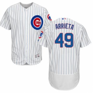 Men\'s Majestic Chicago Cubs #49 Jake Arrieta White Flexbase Authentic Collection MLB Jersey