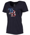 Womens Tampa Bay Rays USA Flag Fashion T-Shirt Navy Blue