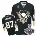 Mens Reebok Pittsburgh Penguins #87 Sidney Crosby Authentic Black Home 2017 Stanley Cup Final NHL Jersey
