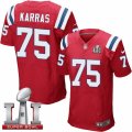 Mens Nike New England Patriots #75 Ted Karras Elite Red Alternate Super Bowl LI 51 NFL Jersey