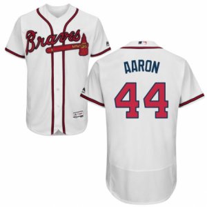 Men\'s Majestic Atlanta Braves #44 Hank Aaron White Flexbase Authentic Collection MLB Jersey