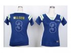 Nike women seattle seahawks #3 wilson blue jerseys[Fashion Rhinestone sequins]