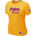 Women Cleveland Indians Yellow Nike Short Sleeve Practice T-Shirt