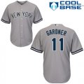 Men's Majestic New York Yankees #11 Brett Gardner Replica Grey Road MLB Jersey