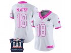 Womens Nike New England Patriots #18 Matthew Slater Limited White Pink Rush Fashion Super Bowl LI Champions NFL Jersey