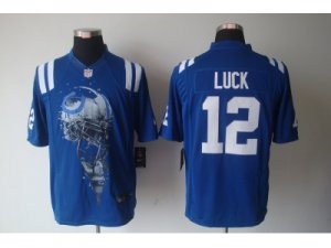 Nike NFL Indianapolis Colts #12 Andrew Luck Blue Jerseys(Helmet Tri-Blend Limited)