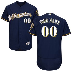 2016 Men Milwaukee Brewers Majestic Gray Flexbase Authentic Collection Custom Jersey (2)