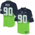 Mens Nike Seattle Seahawks #90 Jarran Reed Elite Navy Green Fadeaway NFL Jersey