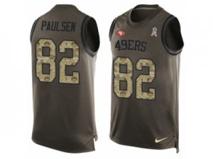 Mens Nike San Francisco 49ers #82 Logan Paulsen Limited Green Salute to Service Tank Top NFL Jersey