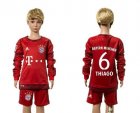 Bayern Munchen #6 Thiago Home Long Sleeves Kid Soccer Club Jersey