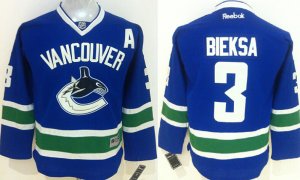 Youth NHL Vancouver Canucks #3 Kevin Bieksa Blue Jerseys