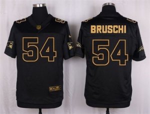 Nike New England Patriots #54 Tedy Bruschi Black Pro Line Gold Collection Jersey(Elite)
