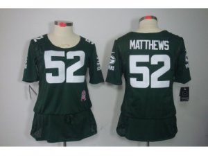 Nike Women NFL Green Bay Packers #52 Clay Matthews green jerseys[breast cancer awareness]