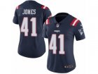 Women Nike New England Patriots #41 Cyrus Jones Limited Navy Blue Rush NFL Jersey