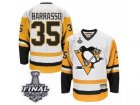 Mens CCM Pittsburgh Penguins #35 Tom Barrasso Authentic White Throwback 2017 Stanley Cup Final NHL Jersey