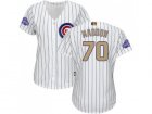 Womens Chicago Cubs #70 Joe Maddon White(Blue Strip) 2017 Gold Program Cool Base Stitched MLB Jersey