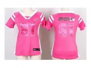 Nike women jerseys detroit lions #81 calvin johnson pink[fashion Rhinestone sequins]