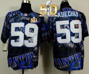 Nike Carolina Panthers #59 Luke Kuechly Team Color Super Bowl 50 Men Stitched NFL Elite Fanatical Version Jersey