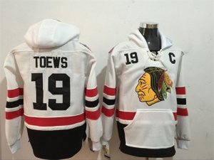 Blackhawks #19 Jonathan Toews White All Stitched Hooded Sweatshirt