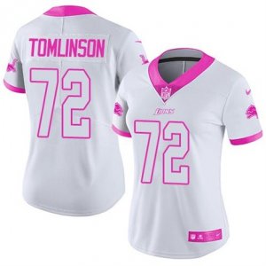 Womens Nike Detroit Lions #72 Laken Tomlinson White Pink Stitched NFL Limited Rush Fashion Jersey