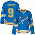 Womens Reebok St. Louis Blues #9 Doug Gilmour Authentic Blue 2017 Winter Classic NHL Jersey