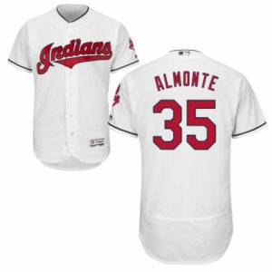 Men\'s Majestic Cleveland Indians #35 Abraham Almonte White Flexbase Authentic Collection MLB Jersey