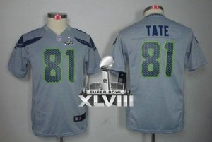Nike Seattle Seahawks #81 Golden Tate Grey Alternate Super Bowl XLVIII Youth NFL Jersey