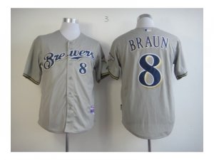 mlb jerseys milwaukee brewers #8 ryan braun grey[m&n]