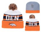 Broncos White Orange Retro Cuffed Knit Hat With Pom YD