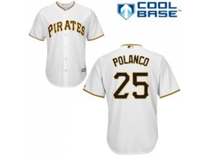 Youth Pittsburgh Pirates #25 Gregory Polanco White Cool Base Stitched MLB Jersey