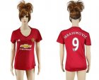 Womens Manchester United #9 Ibrahimovic Red Home Soccer Club Jersey