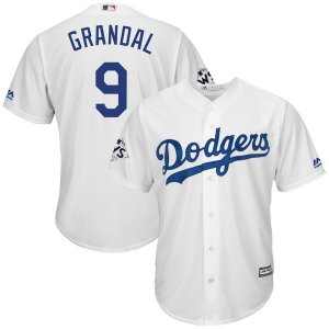 Los Angeles Dodgers #9 Yasmani Grandal White 2017 World Series Bound Cool Base Player Jersey