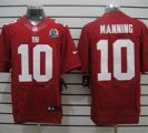 Nike Giants #10 Eli Manning Red With Hall of Fame 50th Patch NFL Elite Jersey