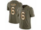 Men Nike New England Patriots #6 Ryan Allen Limited Olive Gold 2017 Salute to Service NFL Jersey