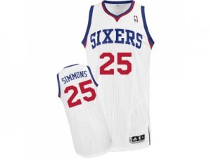 Men\'s Adidas Philadelphia 76ers #25 Ben Simmons Authentic White Home NBA Jersey