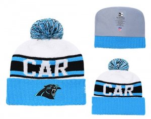 Panthers Retro Logo Blue Cuffed Pom Knit Hat YD