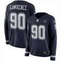Nike Cowboys #90 Demarcus Lawrence Navy Women Therma Long Sleeve Jersey