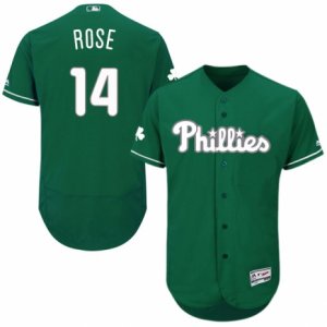 Men\'s Majestic Philadelphia Phillies #14 Pete Rose Green Celtic Flexbase Authentic Collection MLB Jersey