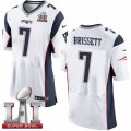 Mens Nike New England Patriots #7 Jacoby Brissett Elite White Super Bowl LI 51 NFL Jersey