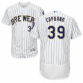 Men's Majestic Milwaukee Brewers #39 Chris Capuano White Flexbase Authentic Collection MLB Jersey
