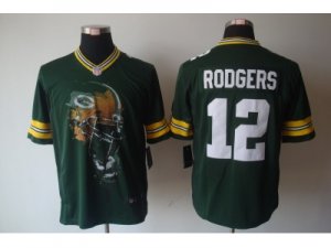 Nike nfl green bay packers #12 Aaron rodgers green jerseys[helmet tri-blend limited]