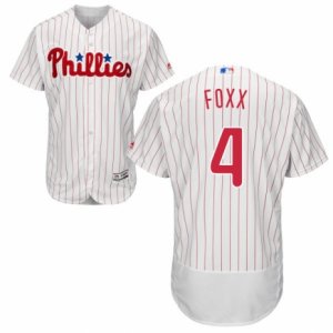 Men\'s Majestic Philadelphia Phillies #4 Jimmy Foxx White Red Strip Flexbase Authentic Collection MLB Jersey