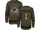 Youth Adidas Colorado Avalanche #1 Semyon Varlamov Green Salute to Service Stitched NHL Jersey