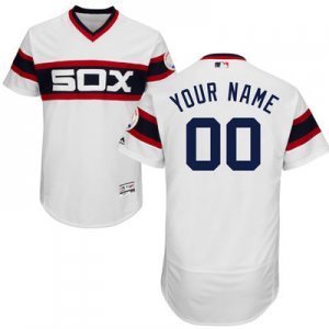 2016 Men Chicago White Sox Majestic White-Navy Flexbase Authentic Collection Custom Jersey