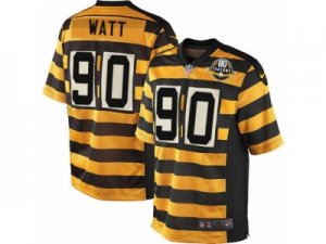 Mens Nike Pittsburgh Steelers #90 T. J. Watt Limited Yellow Black Alternate 80TH Anniversary Throwback NFL Jersey