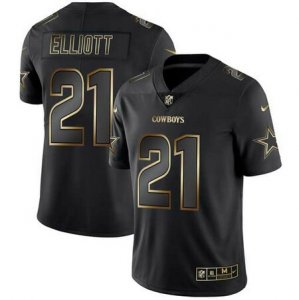 Nike Cowboys #21 Ezekiel Elliott Black Gold Vapor