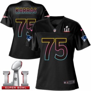 Womens Nike New England Patriots #75 Ted Karras Game Black Fashion Super Bowl LI 51 NFL Jersey