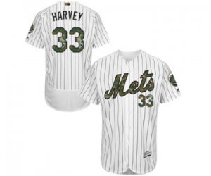 Men\'s Majestic New York Mets #33 Matt Harvey Authentic White 2016 Memorial Day Fashion Flex Base MLB Jersey