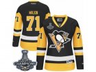 Womens Reebok Pittsburgh Penguins #71 Evgeni Malkin Premier Black Gold Third 2017 Stanley Cup Champions NHL Jersey